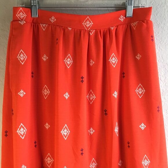 Sofia Vergara orange maxi skirt with pockets geometric pattern beach cruise boho - Picture 2 of 7